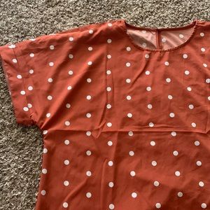 Orange and White Polkadot Blouse